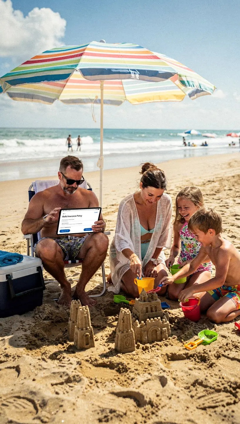 Сцена аварии с механиком, помогающим водителю, подчеркивающая поддержку при страховом случае.