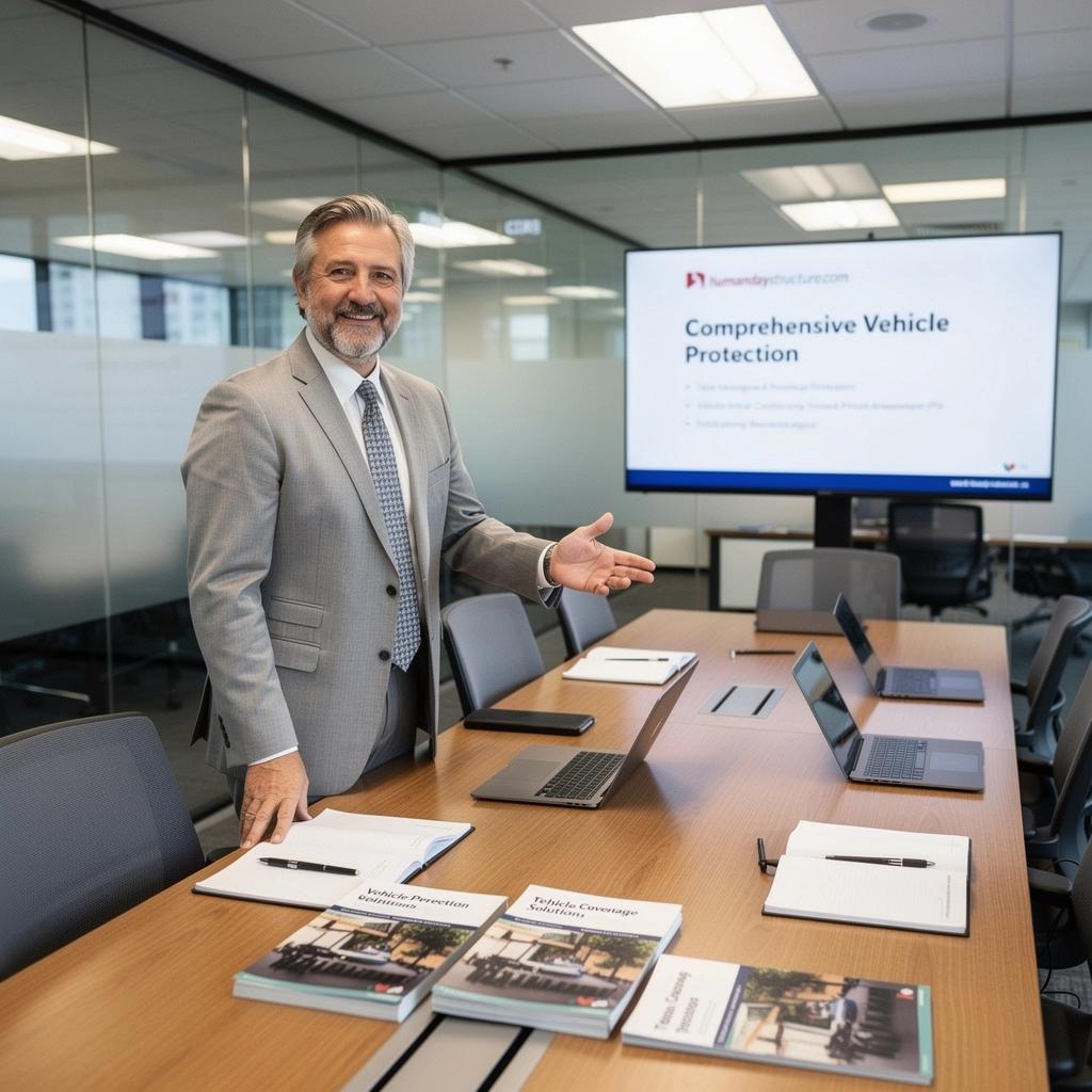 Счастливый водитель, получающий помощь на дороге от службы поддержки страховой компании.